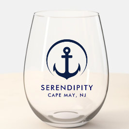 Modern Anker Boot Logo Wijnglas Zonder Voet