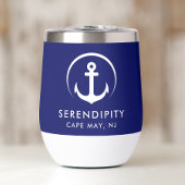 Modern Anker Logo Navy Blue Boat