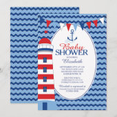 Modern Anker Nautical Boys Baby shower Invitation Kaart (Voorkant / Achterkant)
