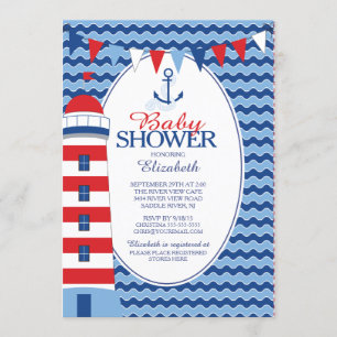 Modern Anker Nautical Boys Baby shower Invitation Kaart