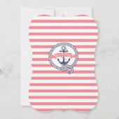 Modern Anker Nautische zeilboot Meisje Baby shower Kaart (Achterkant)