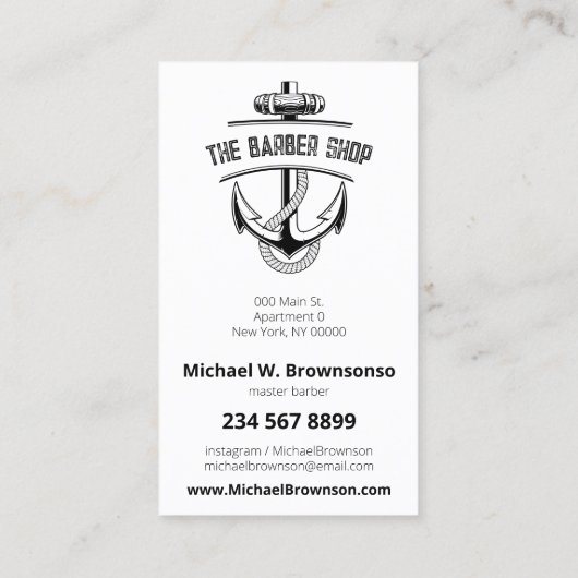 Modern anker visitekaartje (Achterkant)