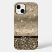 Modern Antiek Goud Faux Glitter Monogram Hoesje (Achterkant)