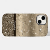 Modern Antiek Goud Faux Glitter Monogram Hoesje (Achterkant (horizontaal))