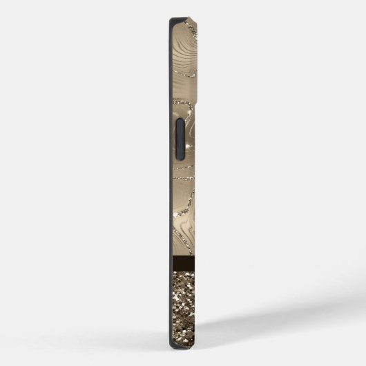 Modern Antiek Goud Faux Glitter Monogram Hoesje (Achterkant / Rechts)