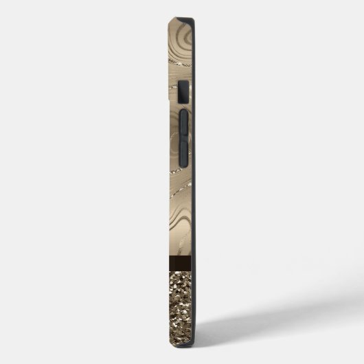 Modern Antiek Goud Faux Glitter Monogram Hoesje (Achterkant / Links)