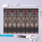 Modern  Antiek zwart roodpatroon Tissuepapier (Craft)