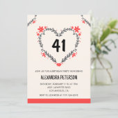 Modern Any Age Floral Heart voor haar 41ste verjaa Kaart (Staand voorkant)