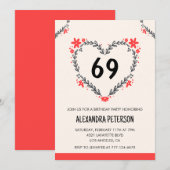 Modern Any Age Floral Heart voor haar 69e verjaard Kaart (Voorkant / Achterkant)