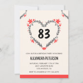 Modern Any Age Floral Heart voor haar 83ste verjaa Kaart (Voorkant)