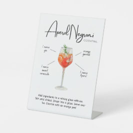 Modern Aperol Negroni Cocktail Reclamebord Met Voetstuk