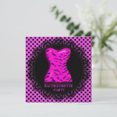 MODERN APINK POLKA DOT BACHELORETTE ARTIJ INVITE KAART (Staand voorkant)