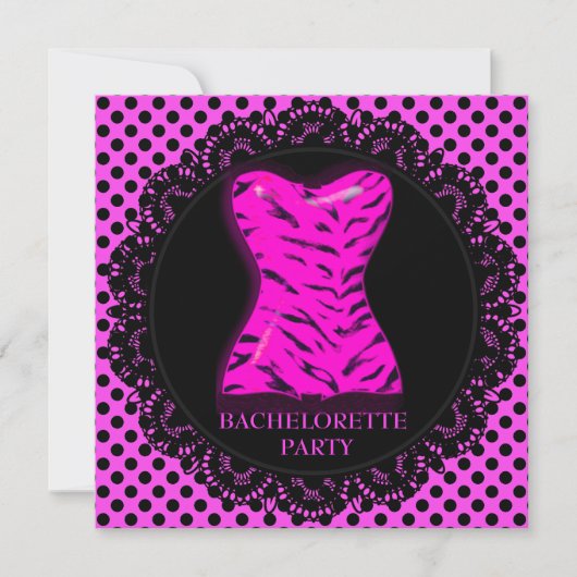 MODERN APINK POLKA DOT BACHELORETTE ARTIJ INVITE KAART (Voorkant)