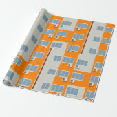 Modern appartementengebouw met airconditioners cadeaupapier (Uitgerold)