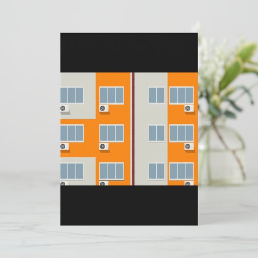 Modern appartementengebouw met airconditioners kaart (Staand voorkant)