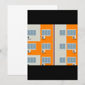 Modern appartementengebouw met airconditioners kaart (Voorkant / Achterkant)