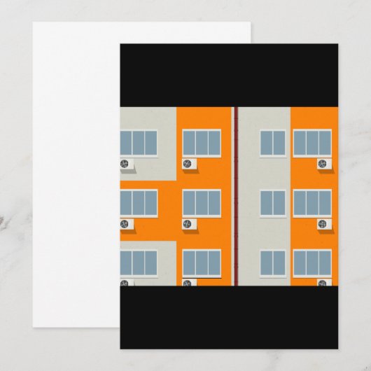 Modern appartementengebouw met airconditioners kaart (Voorkant / Achterkant)