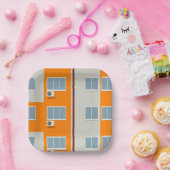 Modern appartementengebouw met airconditioners papieren bordje (Feest)