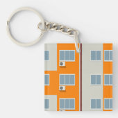 Modern appartementengebouw met airconditioners sleutelhanger (Voorkant)