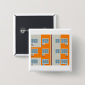 Modern appartementengebouw met airconditioners vierkante button 5,1 cm (Voorkant /achterkant)