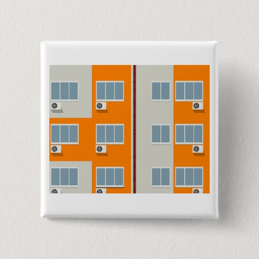 Modern appartementengebouw met airconditioners vierkante button 5,1 cm (Voorkant)