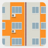 Modern appartementengebouw met airconditioners vierkante sticker (Voorkant)