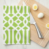Modern Apple groen en wit trellis patroon Theedoek (Quarter Fold)