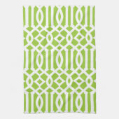 Modern Apple groen en wit trellis patroon Theedoek (Verticaal)