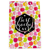 Modern Apples Patroon Beste Leraar ooit Aangepast Medium Cadeauzakje (Voorkant)