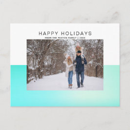 Modern Aqua 2 Tone Waterverf Happy Holiday Foto Briefkaart