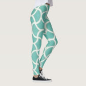 Modern Aqua Abstract Patroon Leggings (Rechts)