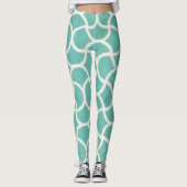 Modern Aqua Abstract Patroon Leggings (Voorkant)