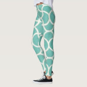 Modern Aqua Abstract Patroon Leggings (Links)