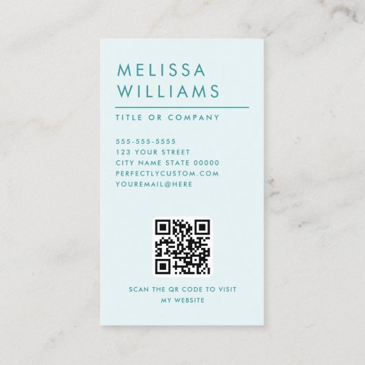 Modern aqua blauw linnen kijken verticaal minimali visitekaartje (Achterkant)