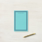 Modern Aqua Blauwgroen met Triple Navy Blue Border Post-it® Notes (Op bureau)