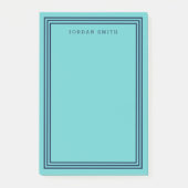 Modern Aqua Blauwgroen met Triple Navy Blue Border Post-it® Notes (Voorkant)