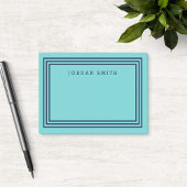 Modern Aqua Blauwgroen met Triple Navy Blue Border Post-it® Notes