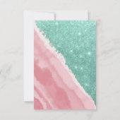 Modern Aqua Blauwgroen Roze Waterverf Beach Bedankkaart (Achterkant)