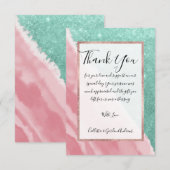 Modern Aqua Blauwgroen Roze Waterverf Beach Bedankkaart (Voorkant / Achterkant)