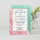 Modern Aqua Blauwgroen Roze Waterverf Beach Kaart (Staand voorkant)