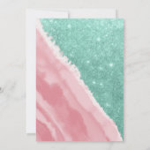 Modern Aqua Blauwgroen Roze Waterverf Beach Kaart (Achterkant)