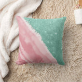 Modern Aqua Blauwgroen Roze Waterverf Beach Kussen (Deken)