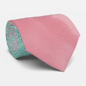 Modern Aqua Blauwgroen Roze Waterverf Beach Stropdas (Opgerold)