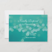 Modern Aqua Blue Bokeh Wedding RSVP-kaarten RSVP Kaartje (Voorkant)