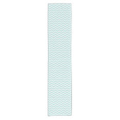 Modern Aqua Blue Chevron Stripes Pattern Korte Tafelloper (Voorkant)