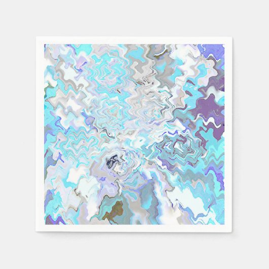 Modern Aqua Blue Design Cocktail Paper Napkins Servetten (Voorkant)