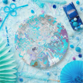 Modern Aqua Blue Design Spring Summer Chic Papieren Bordje (Feest)