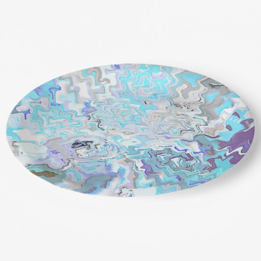 Modern Aqua Blue Design Spring Summer Chic Papieren Bordje (Gekanteld)