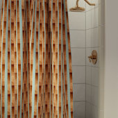 Modern Aqua Blue Faux Metallic Copper Stripe Douchegordijn