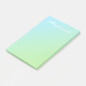 Modern Aqua Blue Green Ombre Script Post-it® Notes (Schuin)